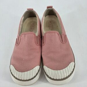 Keen Womens Elsa Slip On Sneakers Rose Pink Chevron Canvas Shoes Size 7.5
